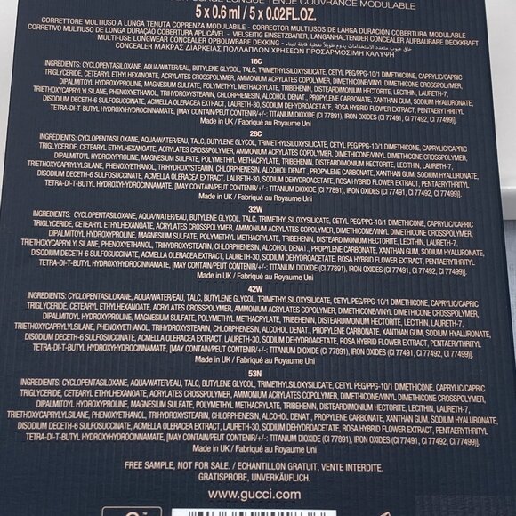 GUCCI Longwear Concealer Sample Set,5 Shades-Custom Coverage-5x0.02oz,0.6ml-NEW - Picture 5 of 8